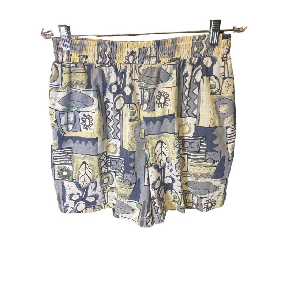 Shenanigans Blue Patterned Elastic Waist Pull On Shorts SZ Petite Medium